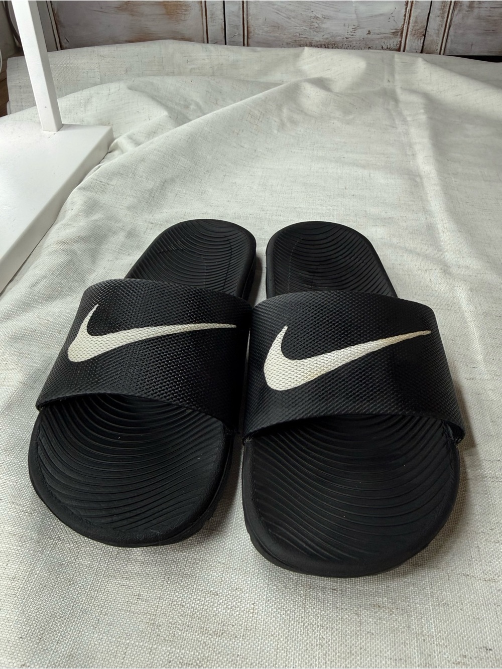 Nike Black and White Slide Sandals